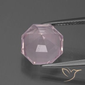 Quartzo Rosa Rosa Claro Rosa Natural 5.71ct, Corte Octógono / Esmeralda, Transparente