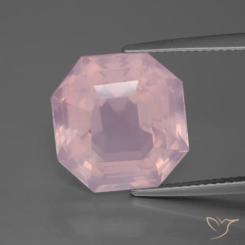 11.61ct Natural rosa rosa médio Quartzo Rosa, Corte Esmeralda, Transparente