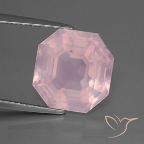 Quartzo Rosa rosa rosa médio Natural 11.61ct, Corte Octógono / Esmeralda, Transparente