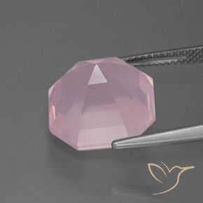 Quartzo Rosa rosa rosa médio Natural 11.61ct, Corte Octógono / Esmeralda, Transparente