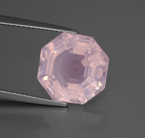 Quartzo rosa rosa claro natural 6,77ct, corte esmeralda, transparente
