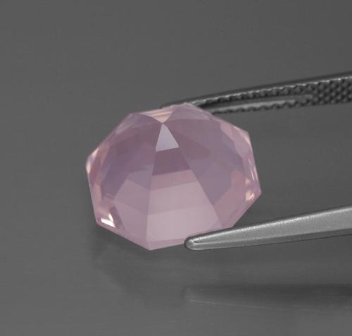 Quartzo rosa rosa claro natural 6,77ct, corte esmeralda, transparente