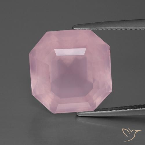 12.51ct Natural rosa rosa médio Quartzo Rosa, Corte Esmeralda, Transparente