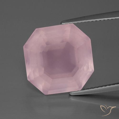 Quartzo rosa lapidação Asscher de 12,82 quilates, 14,4 x 13,8 mm da África do Sul, Photo A