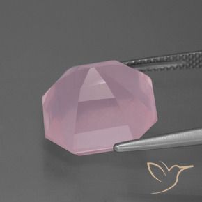 Quartzo Rosa rosa rosa médio Natural 12.82ct, Corte Octógono / Esmeralda, Transparente