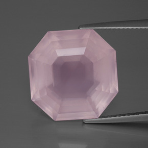 Quartzo rosa rosa natural 18,48ct, corte esmeralda, transparente