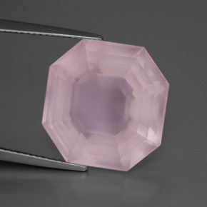 Quartzo rosa rosa natural 18,48ct, corte esmeralda, transparente