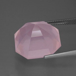 Quartzo rosa rosa natural 18,48ct, corte esmeralda, transparente