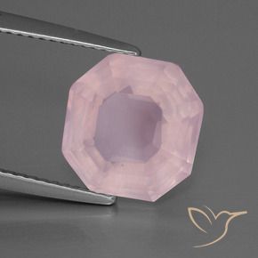 Quartzo Rosa rosa rosa médio Natural 4.35ct, Corte Octógono / Esmeralda, Transparente