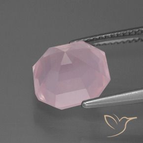Quartzo Rosa rosa rosa médio Natural 4.35ct, Corte Octógono / Esmeralda, Transparente