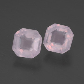 Pedras preciosas de quartzo rosa rosa natural de 3,07 ct, corte esmeralda, transparente