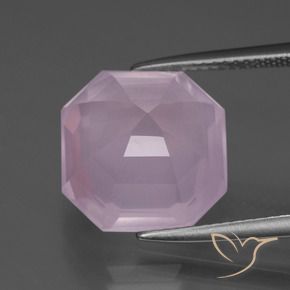 Quartzo Rosa Rosa chiclete Natural 9.17ct, Corte Octógono / Esmeralda, Transparente