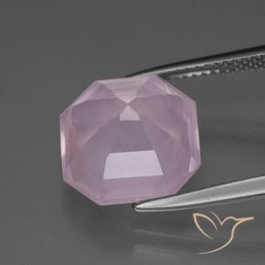Quartzo Rosa Rosa chiclete Natural 6.48ct, Corte Octógono / Esmeralda, Transparente
