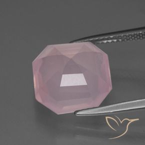 Quartzo Rosa rosa médio Natural 7.07ct, Corte Octógono / Esmeralda, Transparente