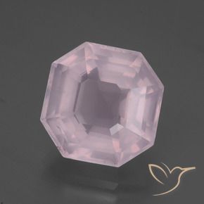 Quartzo Rosa Rosa Claro Rosa Natural 9.44ct, Corte Octógono / Esmeralda, Transparente
