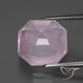 Quartzo Rosa Rosa Claro Rosa Natural 9.44ct, Corte Octógono / Esmeralda, Transparente
