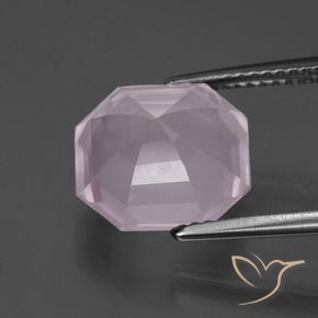 Quartzo Rosa Rosa chiclete Natural 5.44ct, Corte Octógono / Esmeralda, Transparente