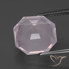 Quartzo Rosa Rosa chiclete Natural 7.38ct, Corte Octógono / Esmeralda, Transparente
