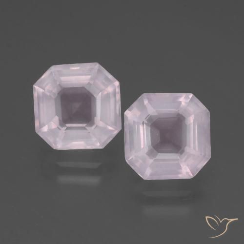 Pedras preciosas de Quartzo Rosa Rosa Cereja Claro natural de 5.09 ct, Corte Esmeralda, Transparente