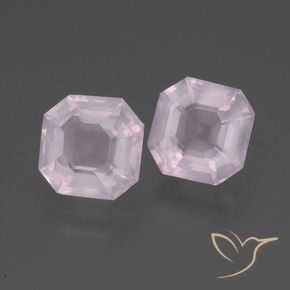 Pedras preciosas de Quartzo Rosa Rosa Cereja Claro natural de 5.09 ct, Corte Esmeralda, Transparente