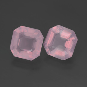 Pedras preciosas de quartzo rosa rosa natural de 4,27 ct, corte esmeralda, transparente