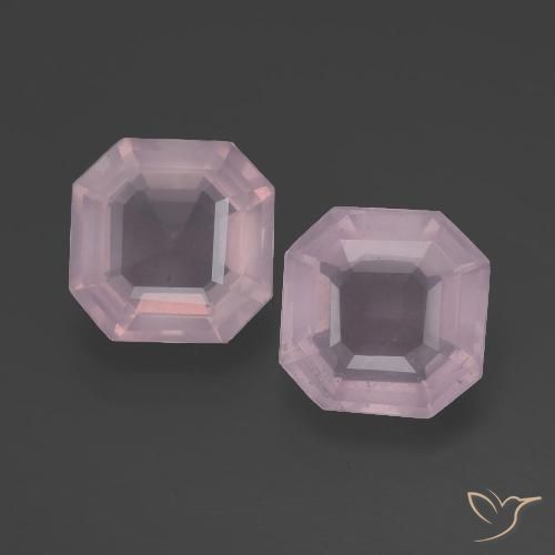 Pedras preciosas de quartzo rosa rosa natural de 4,12 ct, corte esmeralda, transparente