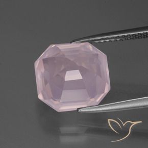 Quartzo Rosa Luz rosa Natural 6.53ct, Corte Octógono / Esmeralda, Transparente
