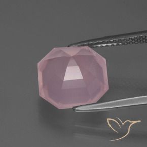 Quartzo Rosa rosa médio Natural 5.53ct, Corte Octógono / Esmeralda, Transparente