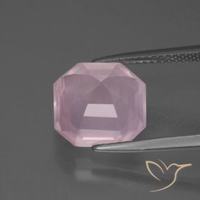 Quartzo Rosa Luz rosa Natural 5.60ct, Corte Octógono / Esmeralda, Transparente