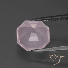 Quartzo Rosa Rosa chiclete Natural 5.59ct, Corte Octógono / Esmeralda, Transparente