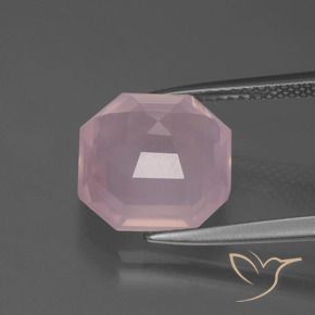 Quartzo Rosa Rosa Vivo Natural 5.99ct, Corte Octógono / Esmeralda, Transparente