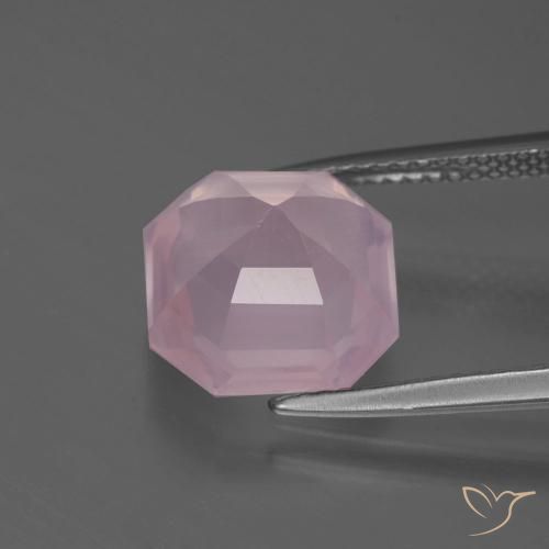 Quartzo Rosa Rosa chiclete Natural 4.99ct, Corte Octógono / Esmeralda, Transparente