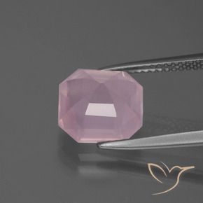 Quartzo Rosa rosa rosa Natural 3.96ct, Corte Octógono / Esmeralda, Transparente