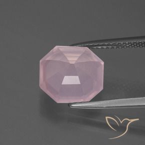 Quartzo Rosa Luz rosa Natural 4.07ct, Corte Octógono / Esmeralda, Transparente