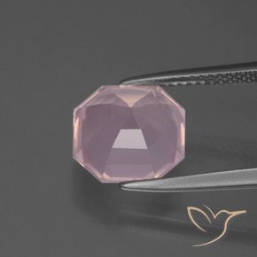Quartzo Rosa Luz rosa Natural 4.20ct, Corte Octógono / Esmeralda, Transparente
