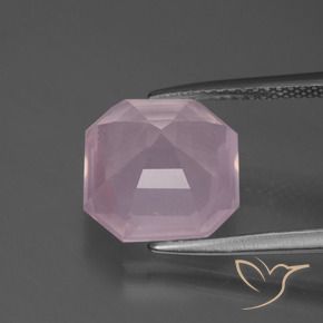 Quartzo Rosa Rosa chiclete Natural 5.64ct, Corte Octógono / Esmeralda, Transparente