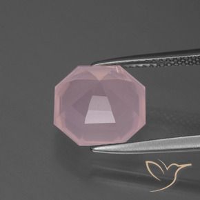 Quartzo Rosa Rosa Claro Rosa Natural 4.94ct, Corte Octógono / Esmeralda, Transparente
