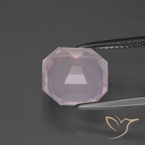 Quartzo Rosa Rosa bem claro Natural 4.90ct, Corte Octógono / Esmeralda, Transparente