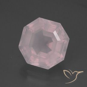 Quartzo Rosa Rosa Claro Rosa Natural 5.99ct, Corte Octógono / Esmeralda, Transparente