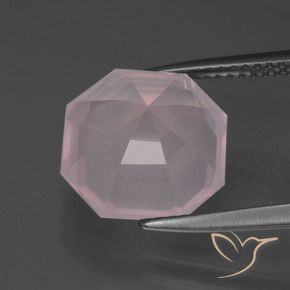 Quartzo Rosa Rosa Claro Rosa Natural 5.99ct, Corte Octógono / Esmeralda, Transparente