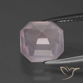 Quartzo Rosa Rosa Claro Rosa Natural 4.48ct, Corte Octógono / Esmeralda, Transparente