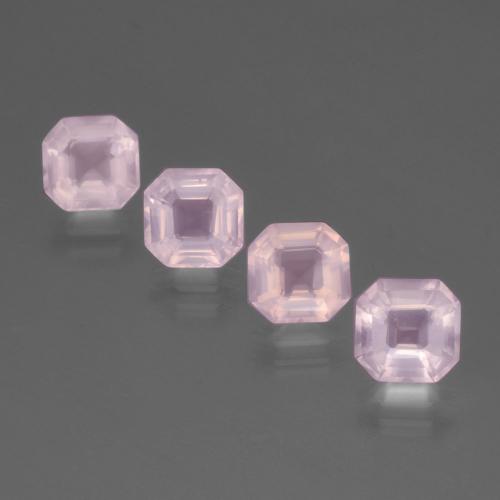 Pedras preciosas de quartzo rosa rosa natural de 7,24 ct, corte esmeralda, transparente