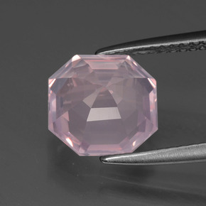 Quartzo rosa rosa natural 3,18ct, corte esmeralda, transparente