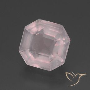 Quartzo Rosa Rosa bem claro Natural 3.50ct, Corte Octógono / Esmeralda, Transparente
