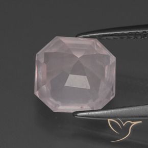 Quartzo Rosa Rosa bem claro Natural 3.50ct, Corte Octógono / Esmeralda, Transparente