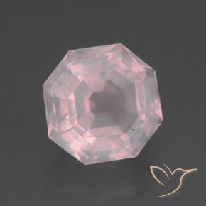 Quartzo Rosa Rosa bem claro Natural 3.82ct, Corte Octógono / Esmeralda, Transparente