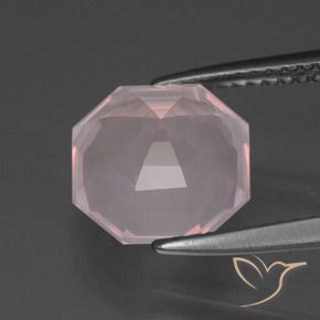Quartzo Rosa Rosa bem claro Natural 3.82ct, Corte Octógono / Esmeralda, Transparente