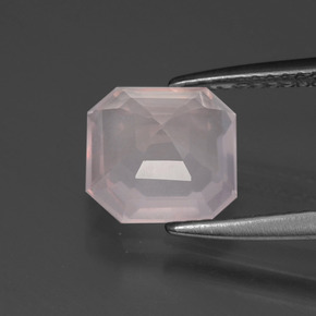 Quartzo rosa rosa natural 2,32ct, corte esmeralda, transparente