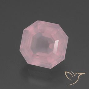 Quartzo Rosa rosa médio Natural 3.28ct, Corte Octógono / Esmeralda, Transparente