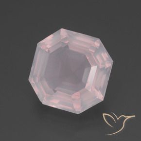 Quartzo Rosa Rosa Pêssego Claro Natural 3.53ct, Corte Octógono / Esmeralda, Transparente